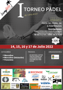 I Torneo Pádel de Verán –  14, 15, 16 e 17 de xullo de 2022